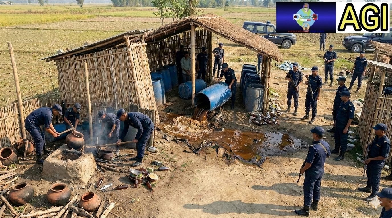 बारा प्रहरीले १ हजार लिटर मदिरा बनाउने कच्चापदार्थ र भट्टी नष्ट गर्यो