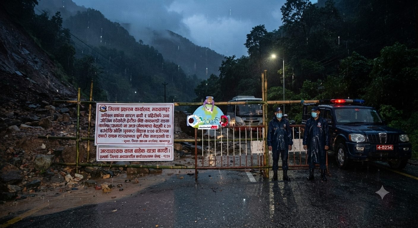 हेटौंडा- काठमाडौं मूख्य  सडकखण्डमा आज रातिदेखि सवारी आवागमन बन्द